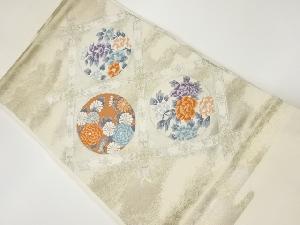 リサイクル　格天井に花丸文模様織出し名古屋帯